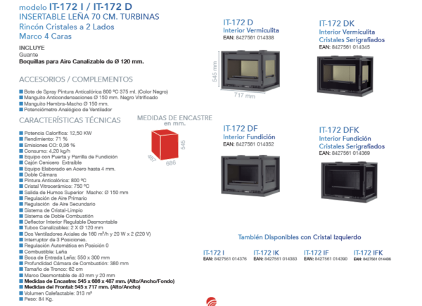 Insertable de leña Serie Etna Turbinas 2 CARAS IZQUIERDA - Imagen 2